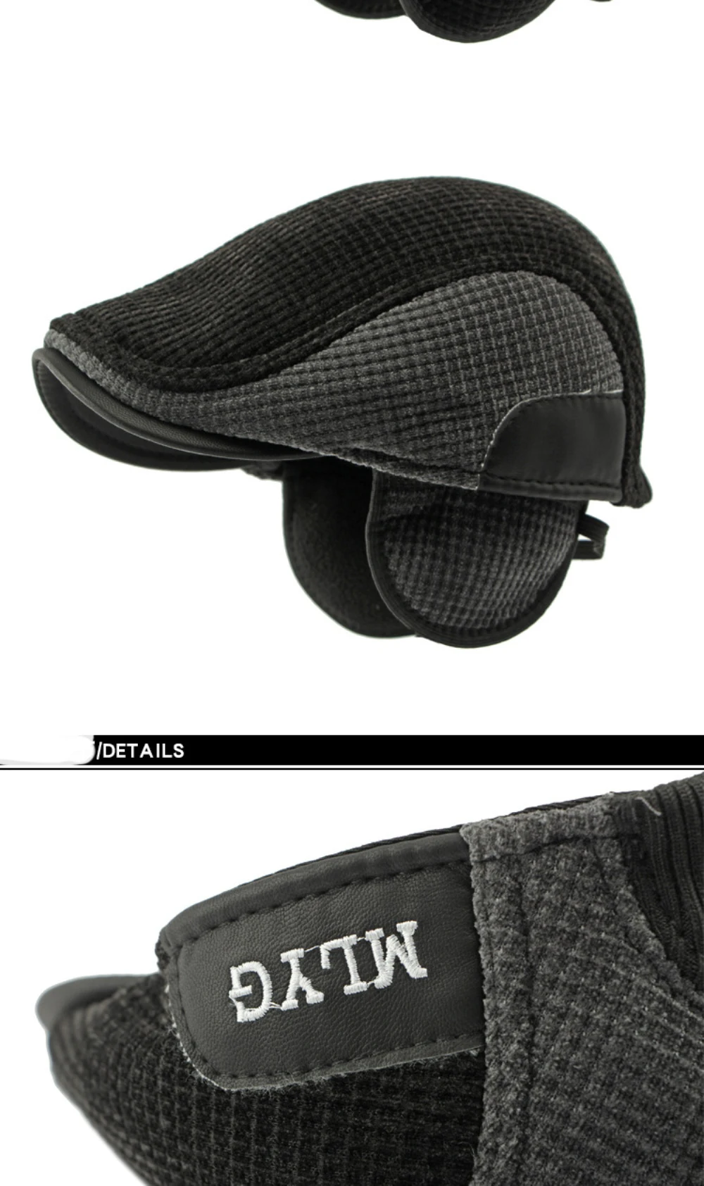 HT4539 Männer Berets Dicke Warme Winter Hut Kappen für Männer Männlich Ivy Flache Kappe Gestrickte Künstler Maler Baskenmütze Hut mit Ohrenklappen Baskenmütze Kappe – Detail 12