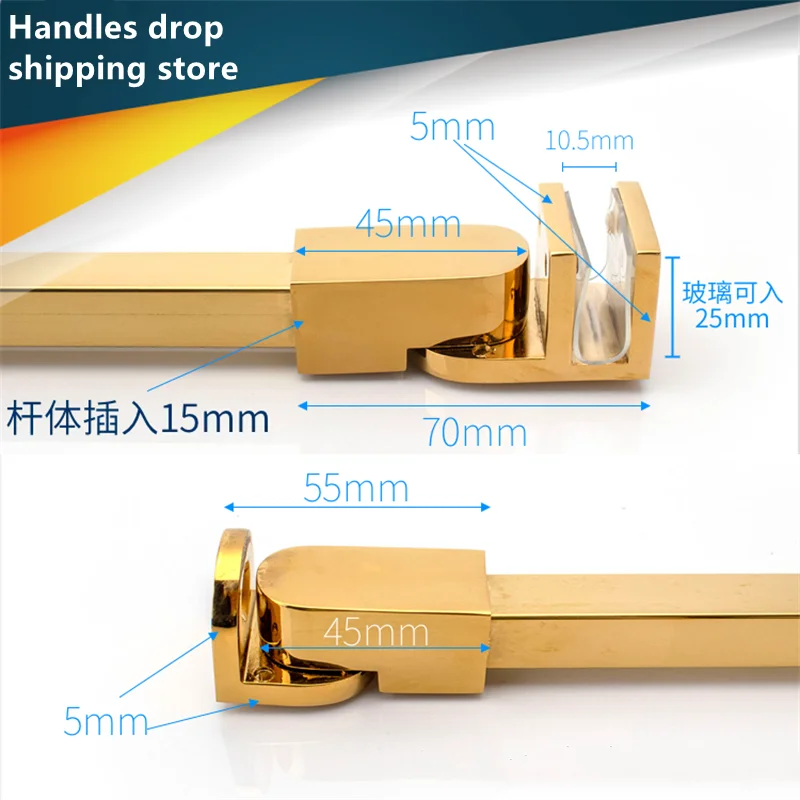 Rose Gold Shower Installation Kits Shower Glass Clamp Bracket Glass Door Handle Hinge Enclosure Panel Support Bar
