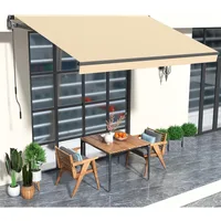 10'W x 8' H Retractable Awning for Patio, Manual Awnings, Sunshade Shelter Crank Handle, UV & Waterproof Polyester Cover and Al 1