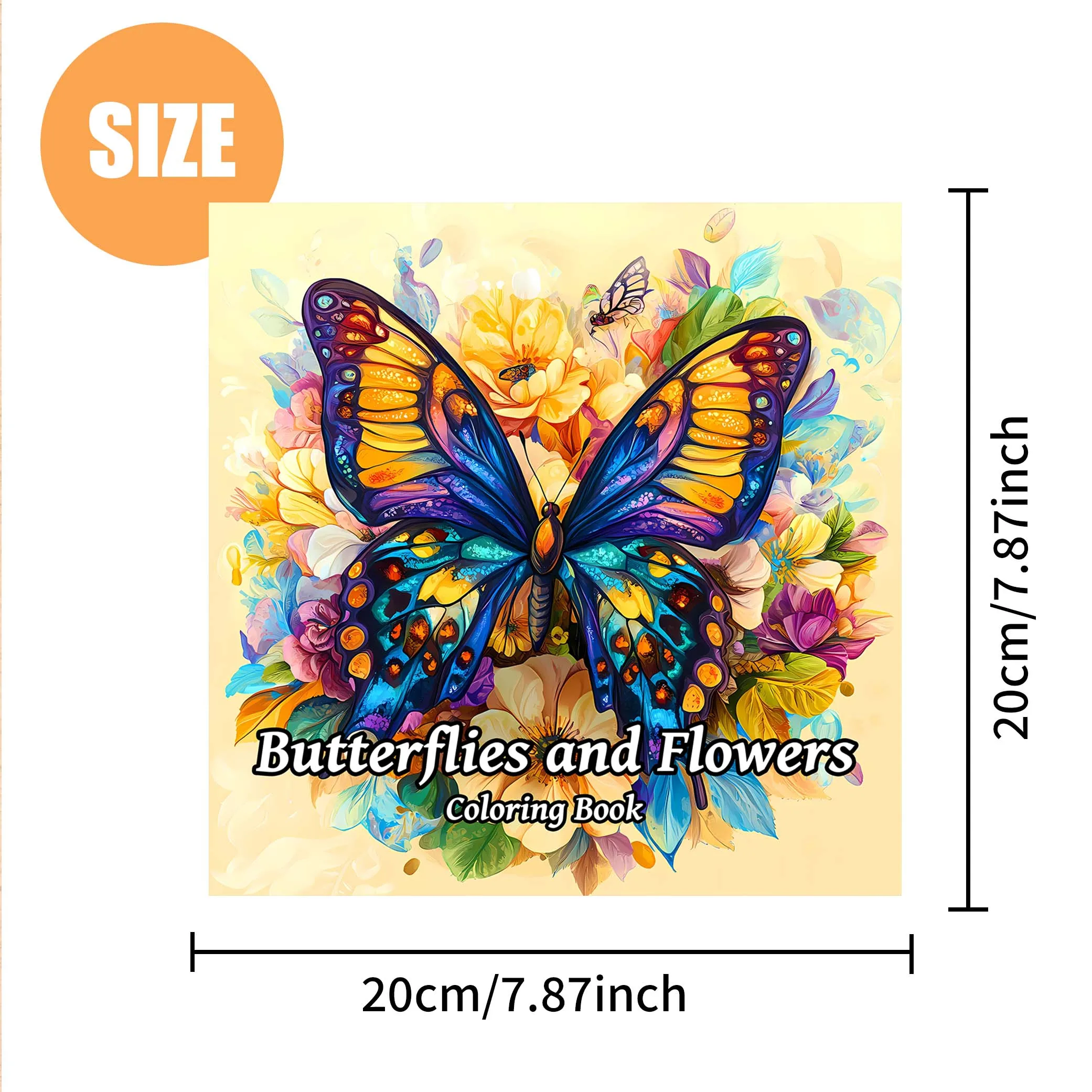 ספר צביעה למבוגרים עם פרפרים ופרחים - ספר צביעה לאמנות בעל 24 עמודים - עוזר להפחית מתח ולהקל על הרגשות