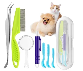 2424-30ac66.jpg Dog Tick Remover Kit Easy Use Flea Remover Hook Tweezer For Dogs Tick Clamp Pets Cat Dog Miates Flea Extractor Accessories