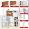 Kids Study Desk and Chair Set with Storage - White Learning Table with Bookshelf and Cabinets for Boys and Girls Ages 3-8 4