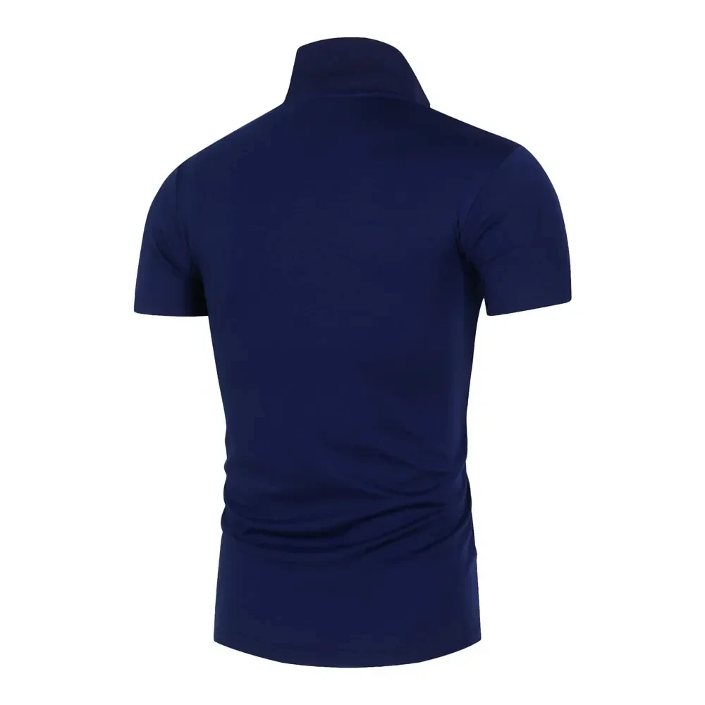 Men's short sleeve knitted t-shirt, collar and cuff, matching colors, breathable, high-end fashion, casual, summer