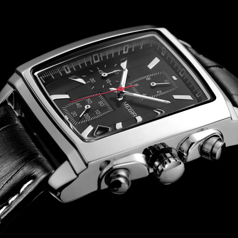 FORSINING Orologio al Quarzo da Uomo alla Moda Scheletro Rettangolare Quadrante Grande Analogico Orologio da Polso Maschile Casual Business Cinturino in Silicone Orologi Militari, Rosso, Cinturino