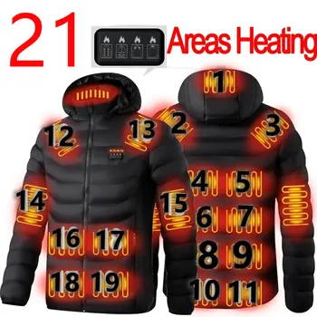 21 Areas Heated Jacket Women's Warm Vest USB Men's Heating Jacket Heated Vests Coat Hunting Hiking Camping Autumn Winter Male