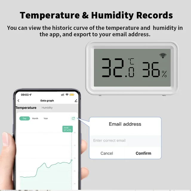 New Tuya Sensor WiFi Smart Temperature and Sensor Humidity Sensor Smart Home Work With Tuya Smart Life Google Home Assistant 5