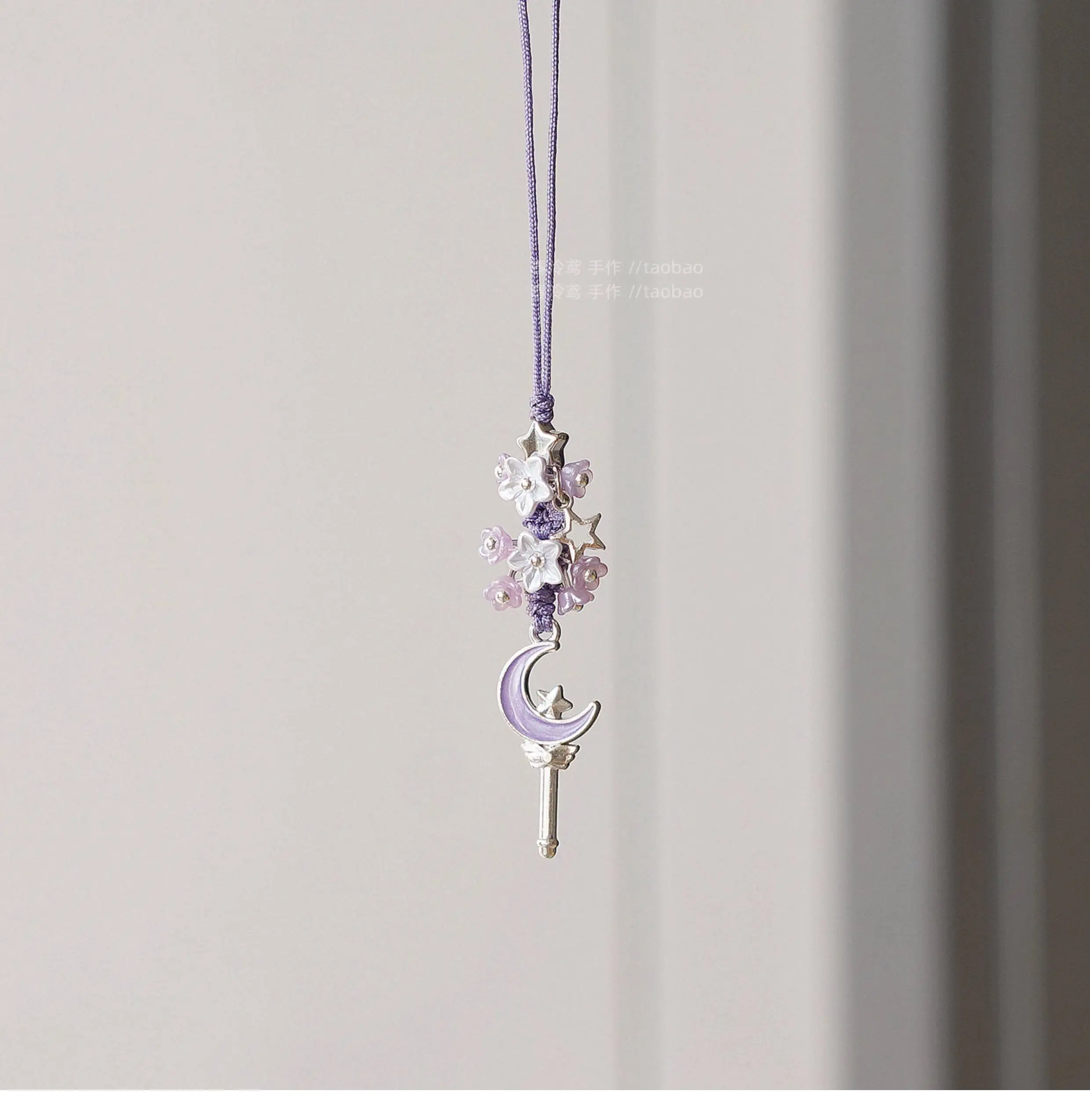 Purple Kawaii Phone Charm Pendant - Cute DIY Lanyard Accessory