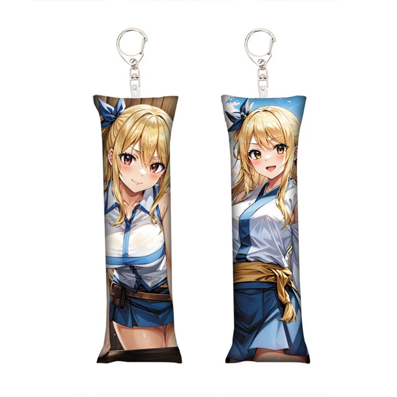 

FAIRY TAIL Keychain Lucy Natsu Gray Mini Dakimakura Pendant Key Chain Double-Side Print Pillow Bag Hanging Jewelry