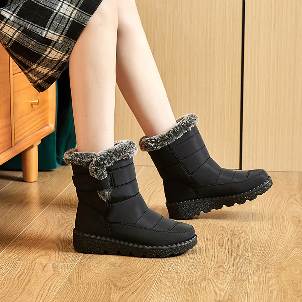 Waterproof Winter Boots for Women 2023 New Faux Fur Long Plush Snow Boots Woman Platform Ankle Boots Warm Cotton Couples Shoes