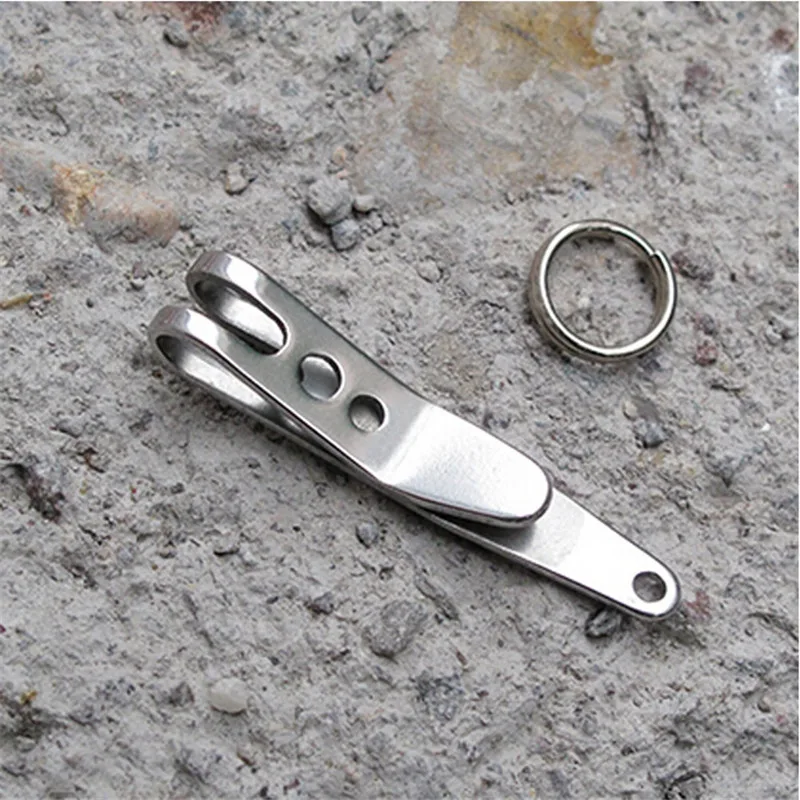 2 Pcs Outdoor Mini Pocket Clip Buckle Small Hiking Clip Hook Stainless Steel Carry Pocket Clip Fastener EDC Carabiner