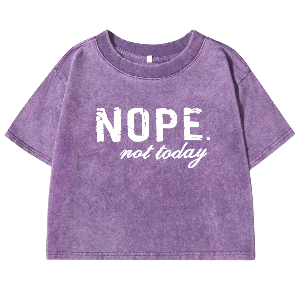 Nope Nicht Taday Brief Druck Frauen T-Shirt Gewaschen Weiche Casual Kurzarm Straße T Shirts Sport Retro T Shirt Weibliche – Detail 8
