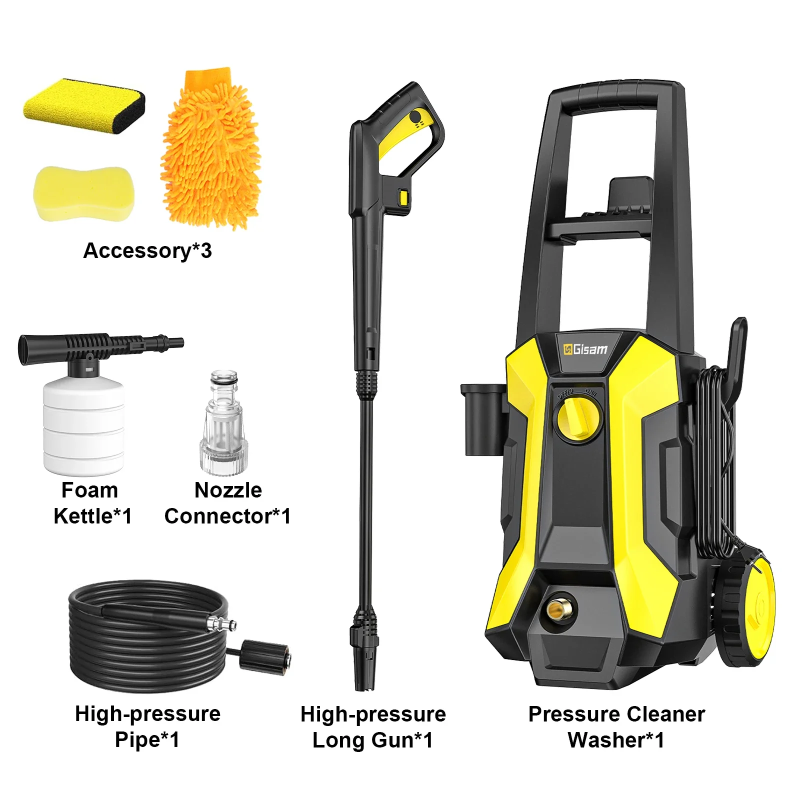 Gisam 2200W 180Bar Electric High Pressure Washer C...