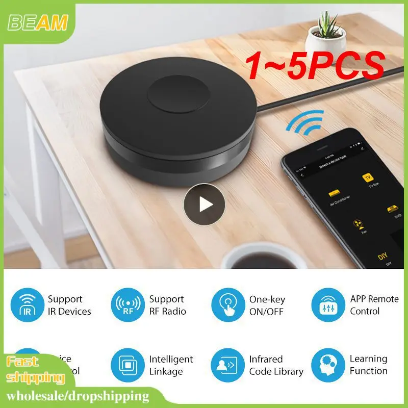 

1~5PCS 1- Tuya Wifi IR RF Remote Control Smart Universal Infrared Smart Home Control For TV DVD AUD Wireless Alexa