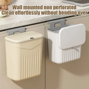 Bidone della spazzatura da bagno con coperchio Bidone della spazzatura sospeso a parete Bidone della spazzatura impermeabile con cucitura stretta Cestino della spazzatura per WC 1