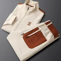 Ensemble veste et pantalon de sport et de loisirs pour hommes, LOGO brodé, marque de fête de rue pour jeunes, mode printemps et automne, 2 pièces 1