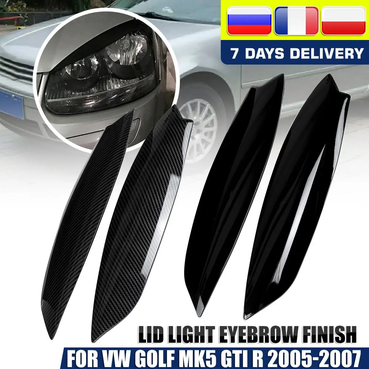 Pair Headlight Cover Eyelids Headlights Eyebrow Eyelids For VW For