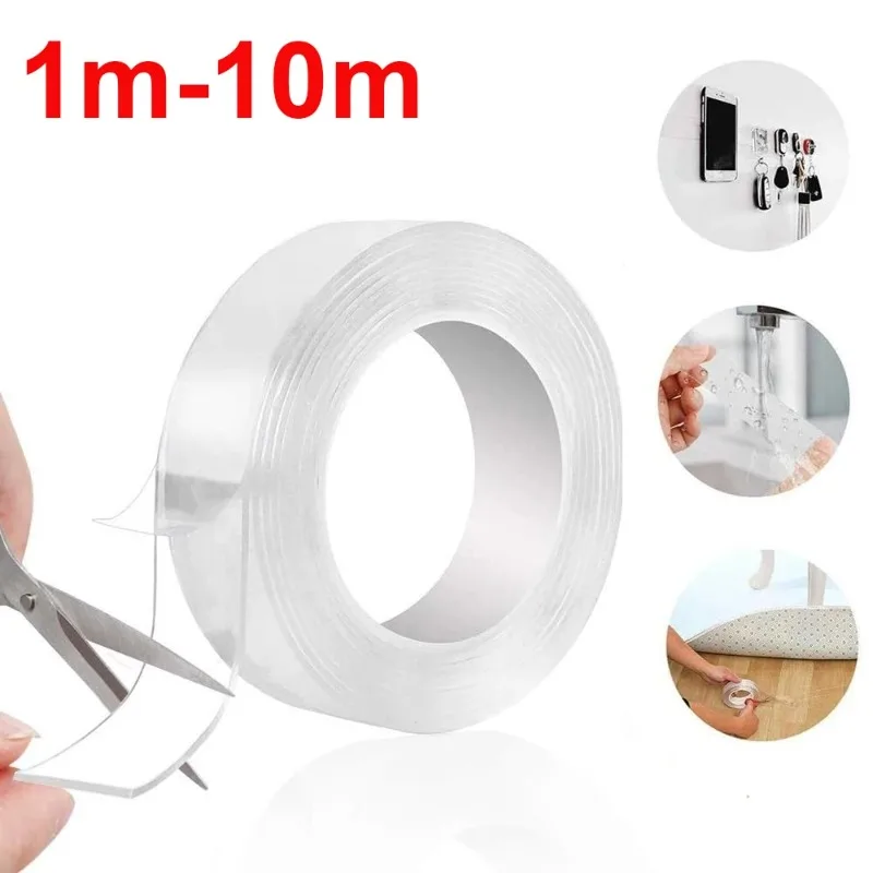 Double Sided Adhesive Tape 1-10M 20-50mm Width Reusable No Trace Waterproof Ultra-strong