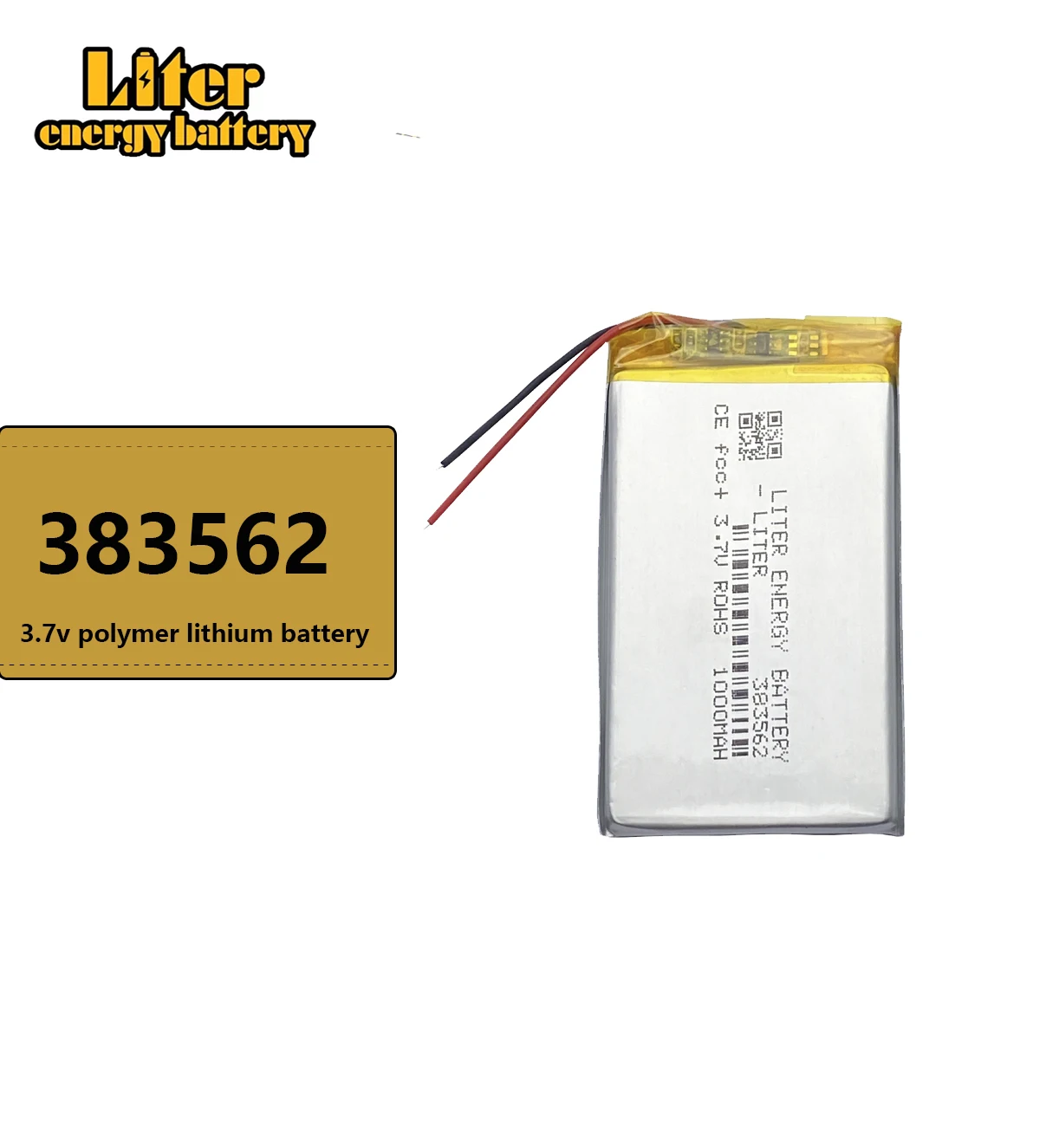 Batterie LiPo 3.7V 1000mAh pour Hélicoptère RC - Haute Capacité et Longue Durée, vue de profil