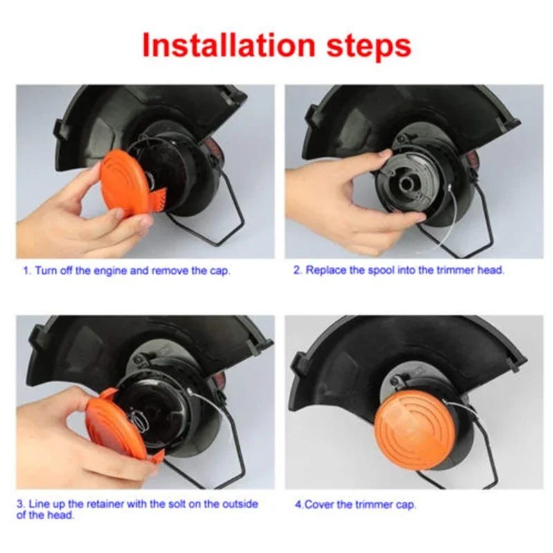 Trimmer Line + Spool Cap + Spring Kit for Black & Decker GH400 GH500 GH600 GH900 Home Garden Tool
