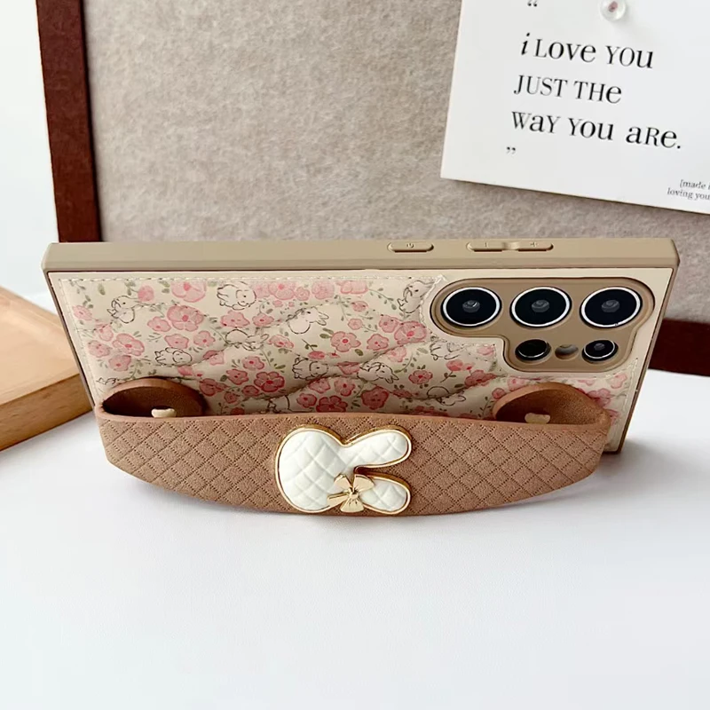 Luxury Cute Little Rabbit Wrist Strap Phone Case