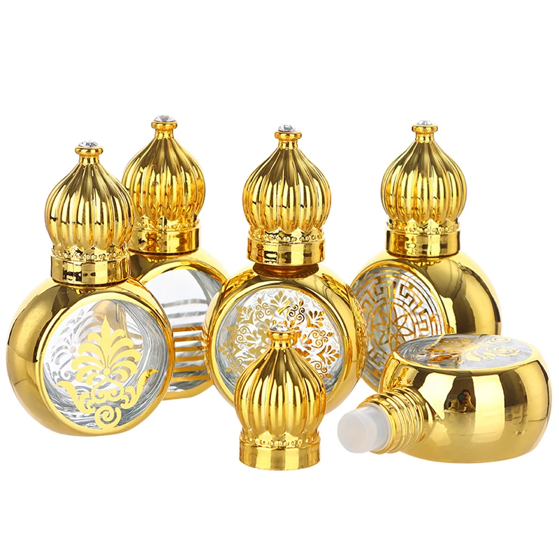 10ml Mini Essential Oil Roller Bottles with Gold Crown Cap – Elegant Carved Electroplat... - SKU CBGS1454 - UGI Packaging