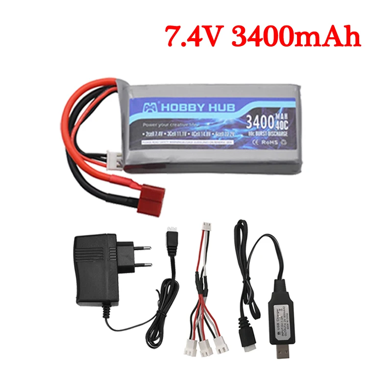 

7,4 V 3400mAh RC Lipo батарея 2S зарядное устройство наборы для Wltoys 12428 12423 RC автомобиль feiyue 03 Q39 FY07 Фотоэлементы автомобильный аккумулятор