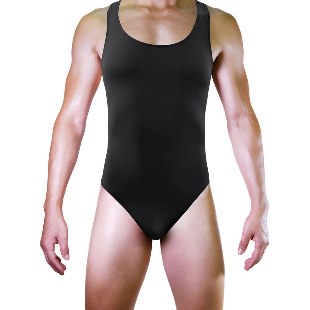 Mens Ice Silk Bodysuit Seamless Wrestling Singlets Jumpsuit Sexy Backless Rompers Sleeveless Undershirts Man Fitness Sportwear