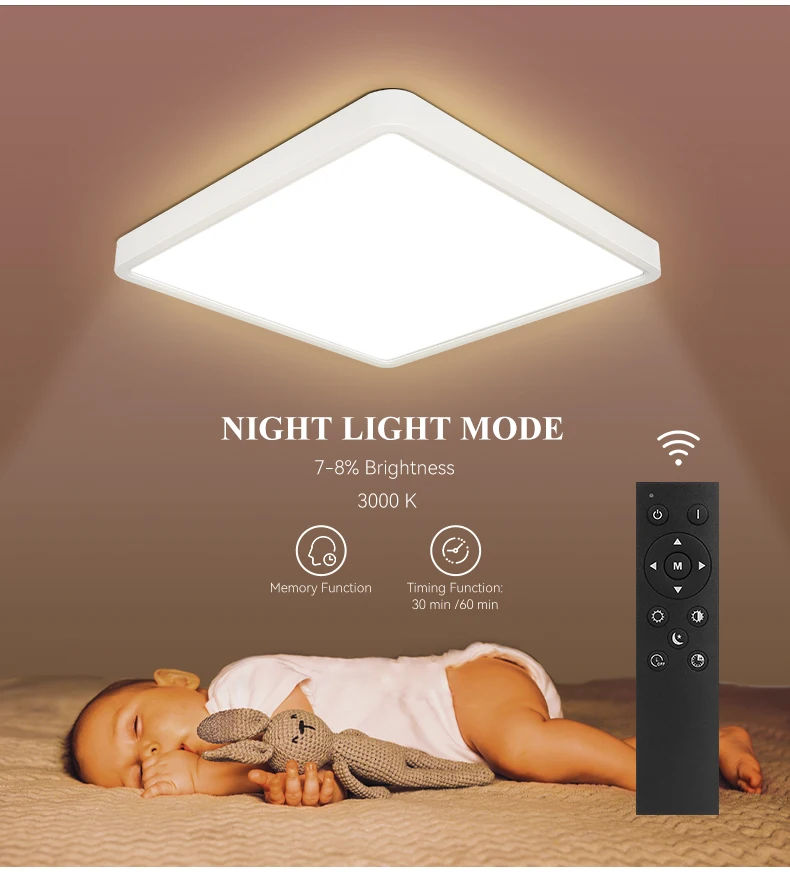 Description Picture 5 of itemSmart Led Ceiling Lamps Dimming Ceil Lustre Room Chandelier Remote Control Ceiling Panel Light Home Fixture 220V Square Lighting