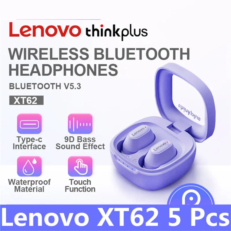 

5 Pcs Original Thinkplus XT62 TWS In-ear Mini Wireless Earbuds Bluetooth with Mic And Low Latency HIFI Music Sports Earphones