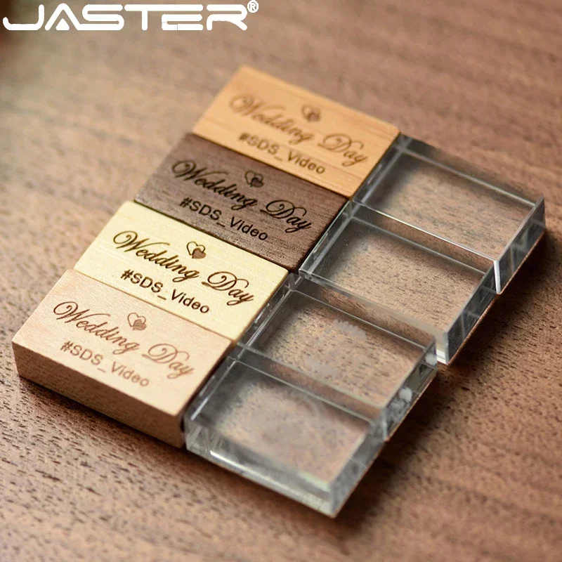 Jaster-cristal de Madeira Usb Flash Drive Pen Drive u Disco Memory Stick Pendrive 4gb 8gb 16gb 32gb 64gb Presente de Casamento - Imagem 6