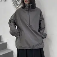 ZZ127 Spring and Autumn Semi-zipper Jacket 2024 New Thin Casual Jacket Pullover Loose and Thin Stand-up Collar Top 1