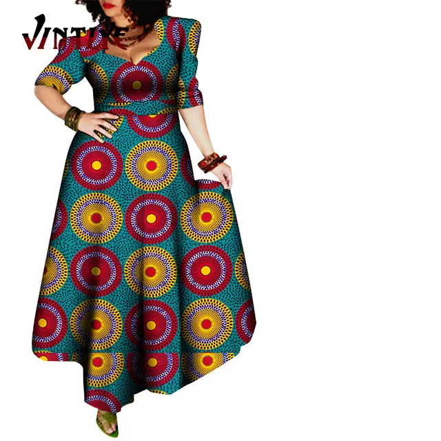 African Style Dresses for Women Elegant Evening Gowns African Party Dress Maxi Ankara Floral Printed Robe Africaine Femme WY092 12