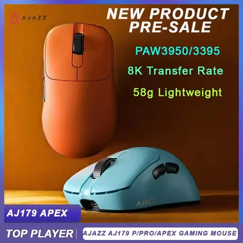 쇼핑 아자즈 AJ179 APEX 무선 2.4G 3모드 PAW3950 플라스틱 경량 42000 DPI 인체공학적 게이밍 마우스