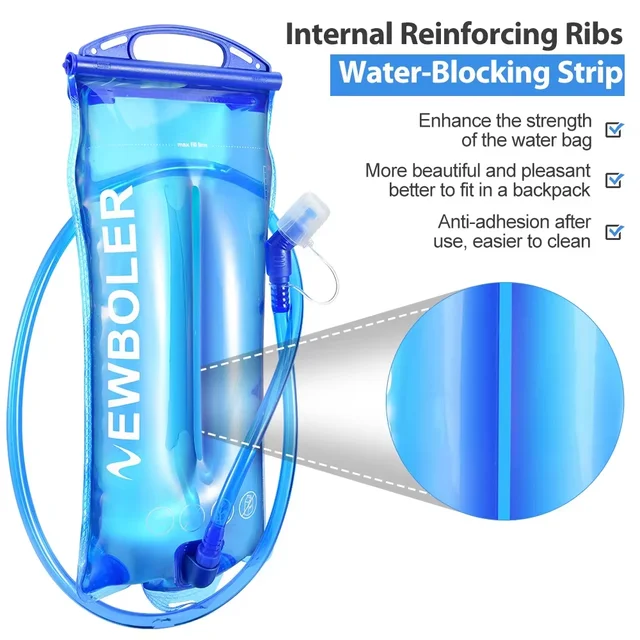 NEWBOLER Water Bladder Water Reservoir Hydration Pack Storage Bag BPA Free 2L Running Hydration Vest Backpack 5