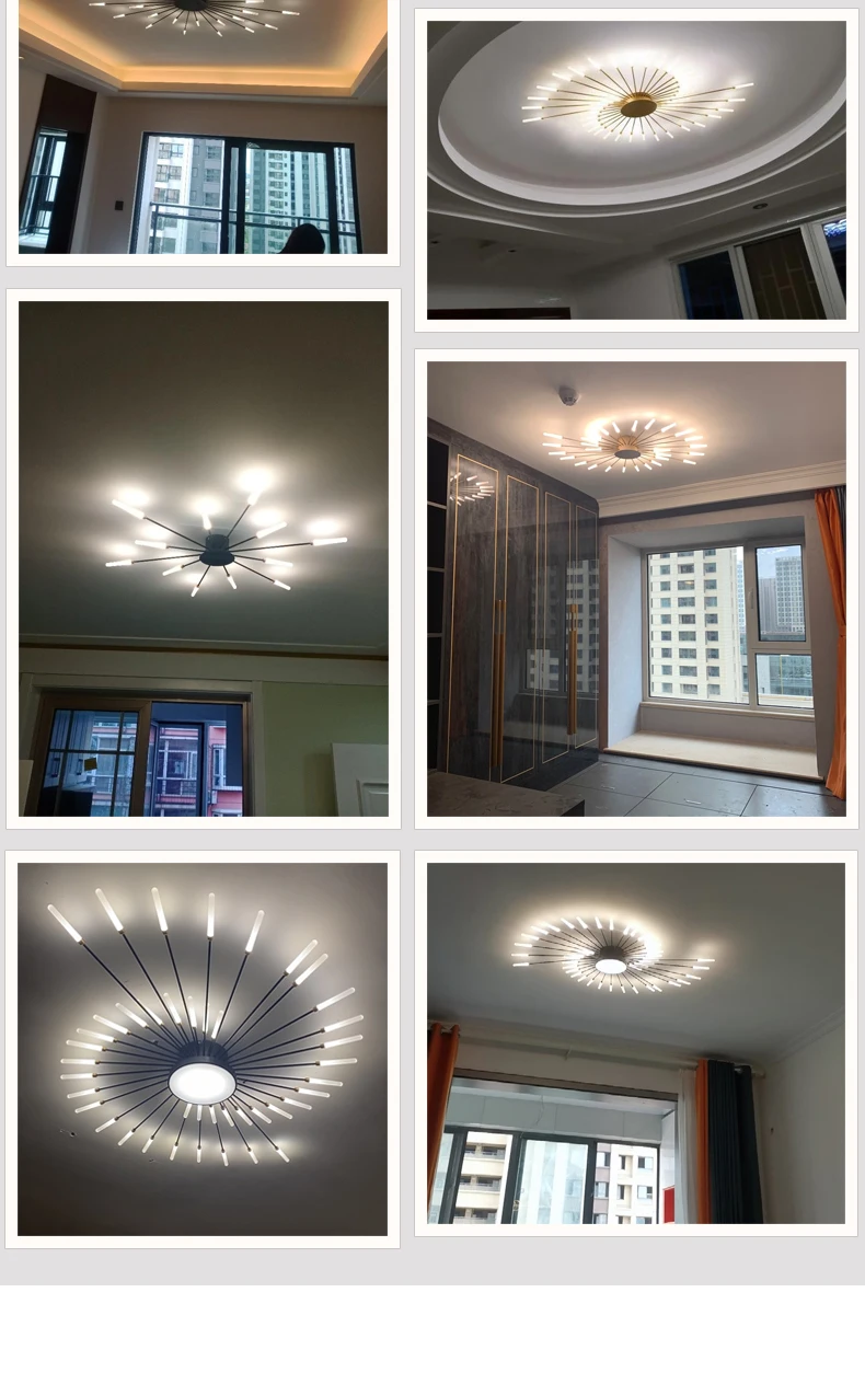 Description Picture 4 of itemHot Sale Fireworks Pendant Lamps for Living Room Bedroom Home Decor Chandelier Modern Led Ceiling Hanging Lighting Chandeliers