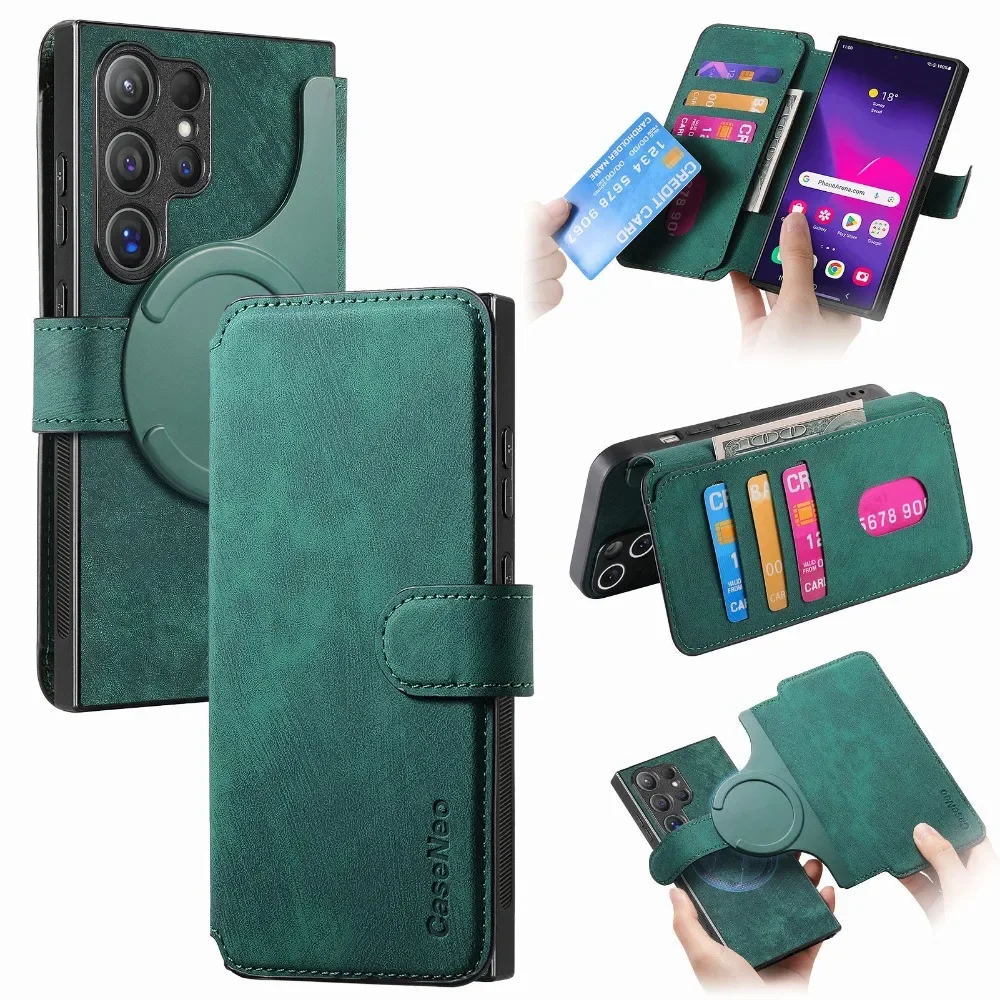 Elegant Magnetic Flip Phone Case with Card Holder Feature