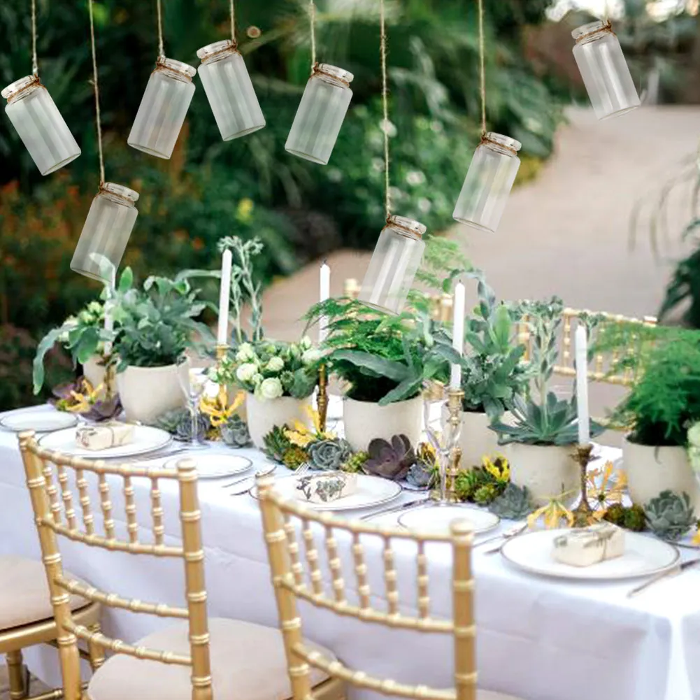Glass Bottles 48pc Mini with Cork Clear Wish Bottle Hanging Decoration For Party Gift Baby Shower Wedding Supplies Guest