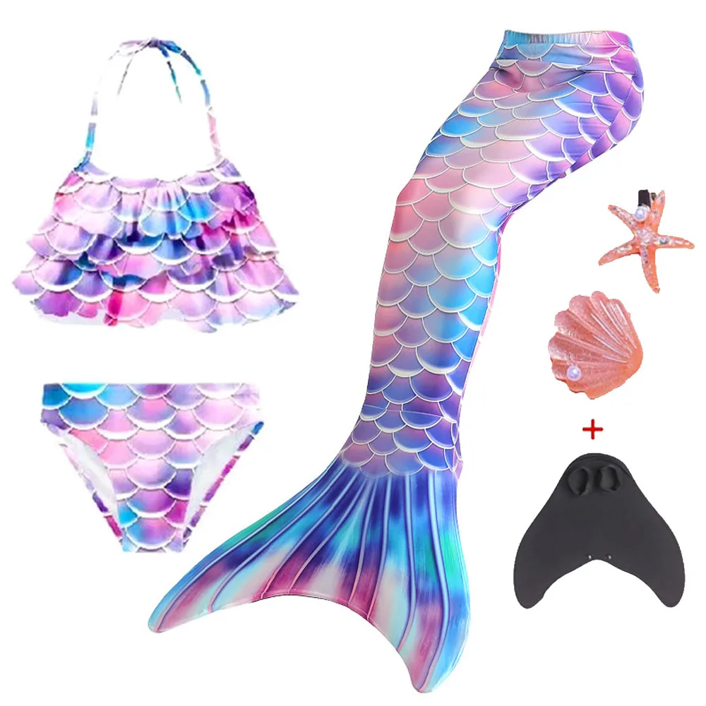 Girls Tail Mermaid Tails Beach Costume Clothing With Monofins Bikini Swimming Cosplay Littli Mermaid Tail Children Swimwear