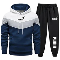 Nouvel ensemble deux pièces automne-hiver pour homme : sweat à capuche et pantalon de jogging patchwork, tenue de sport tendance pour l'extérieur 3