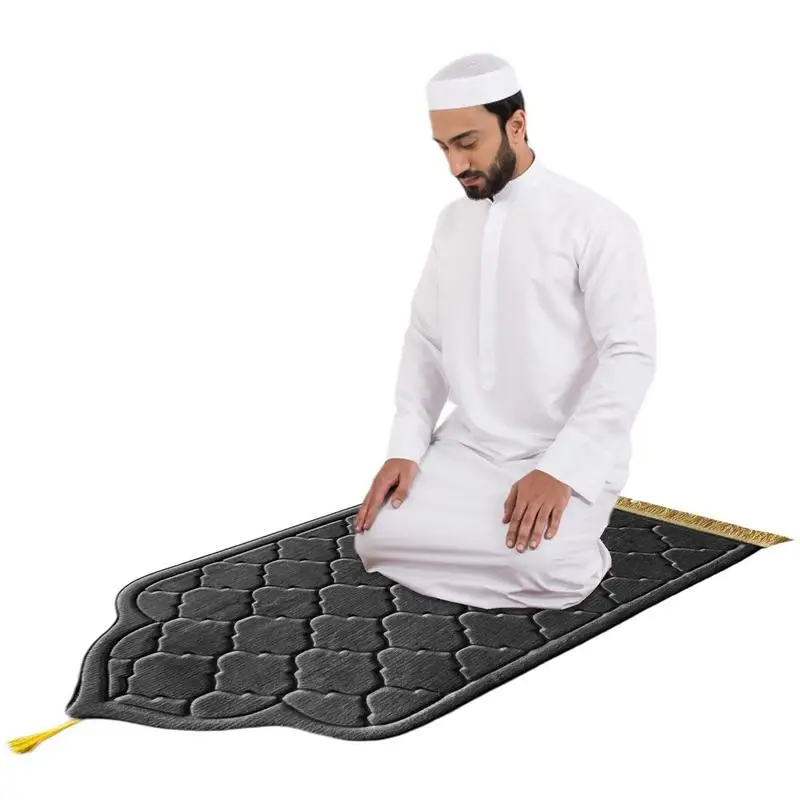 

Prayer Mat For Muslim Ramadan Flannel Carpet Worship Kneel Embossing Floor Carpets Non-slip Soft Portable Travel Prayer Rug