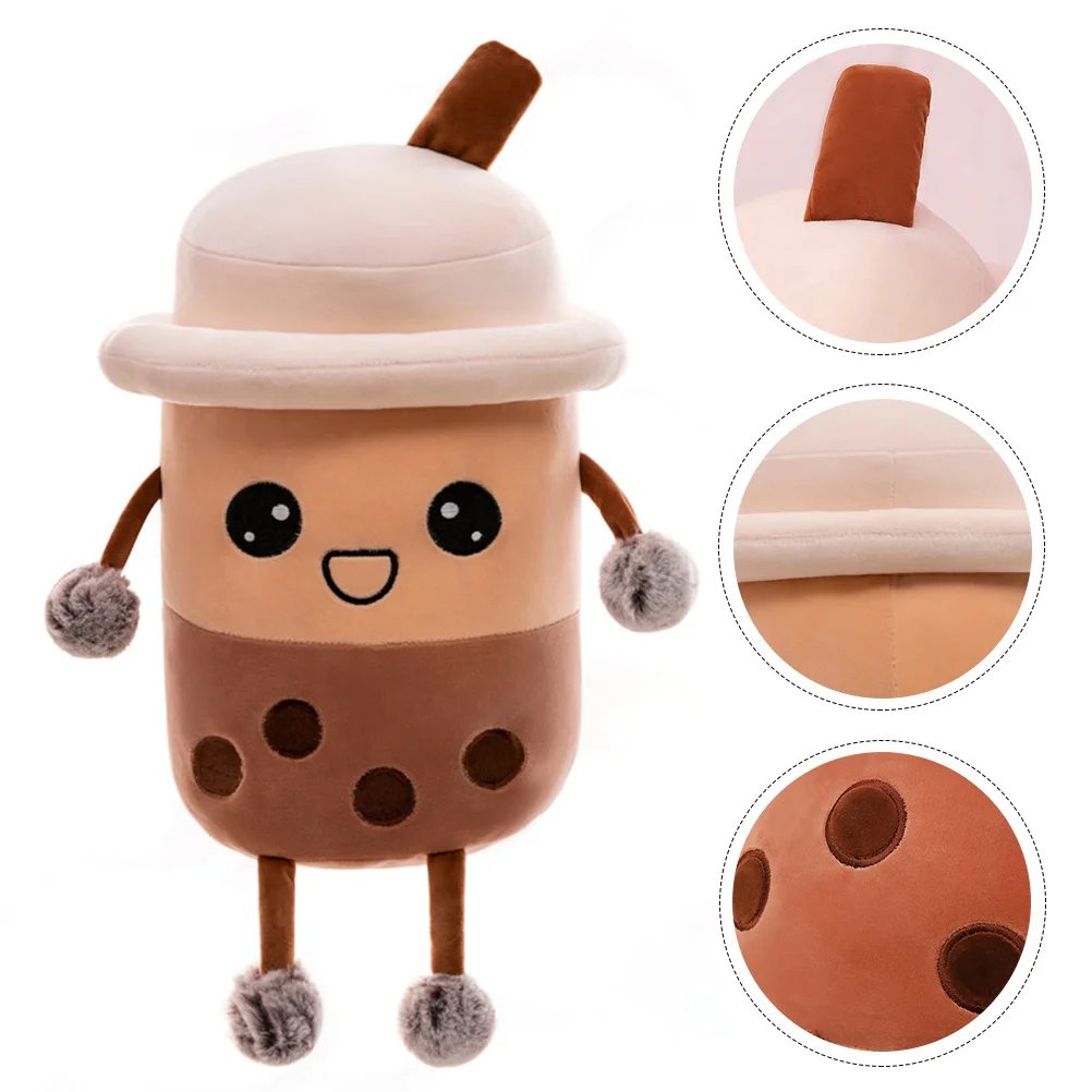 Bubble Tea Plush Pillow Stuffed Cartoon Cylindrical Body Pillow Cup Shaped Pillow Super Hugging Cushion Realistic Lifelike Back