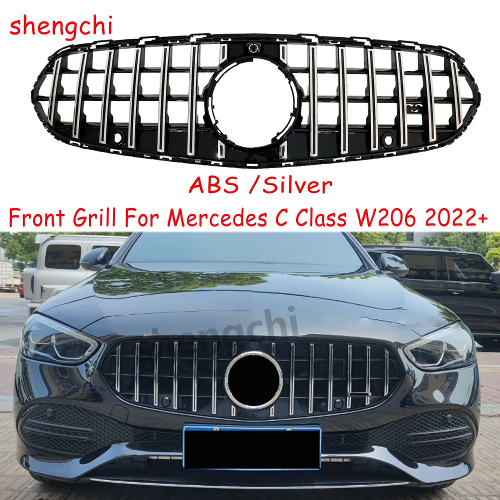 

W206 GT Style ABS Front Bumper Grille for Mercedes Benz C Class W206 C200 C220 C300 2022+ Classic Model