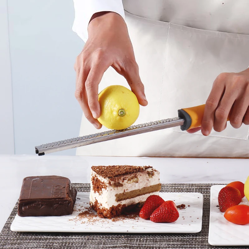 Lemon Zester Grater Stainless Steel Non-Slip Grip Handle Citrus Cheese for Parmesan Ging