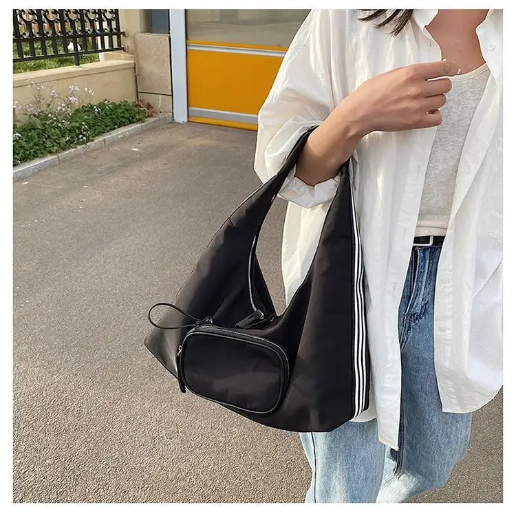 JIAERDI Harajuku Stripe Shoulder Bag Women 2023 Summer Nylon Casual Underarm Bags Ladies Vintage Luxury Designer Handbag Y2k