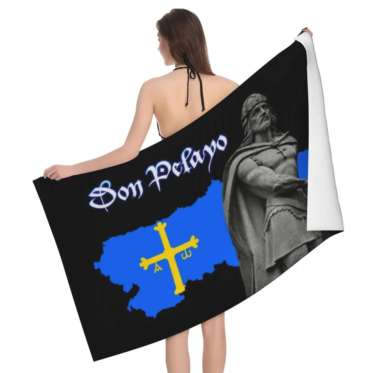 

Spanish Warrior Asturias Flag Beach Bath Towel Microfiber Victory Cross Shower Sports Yoga Towels