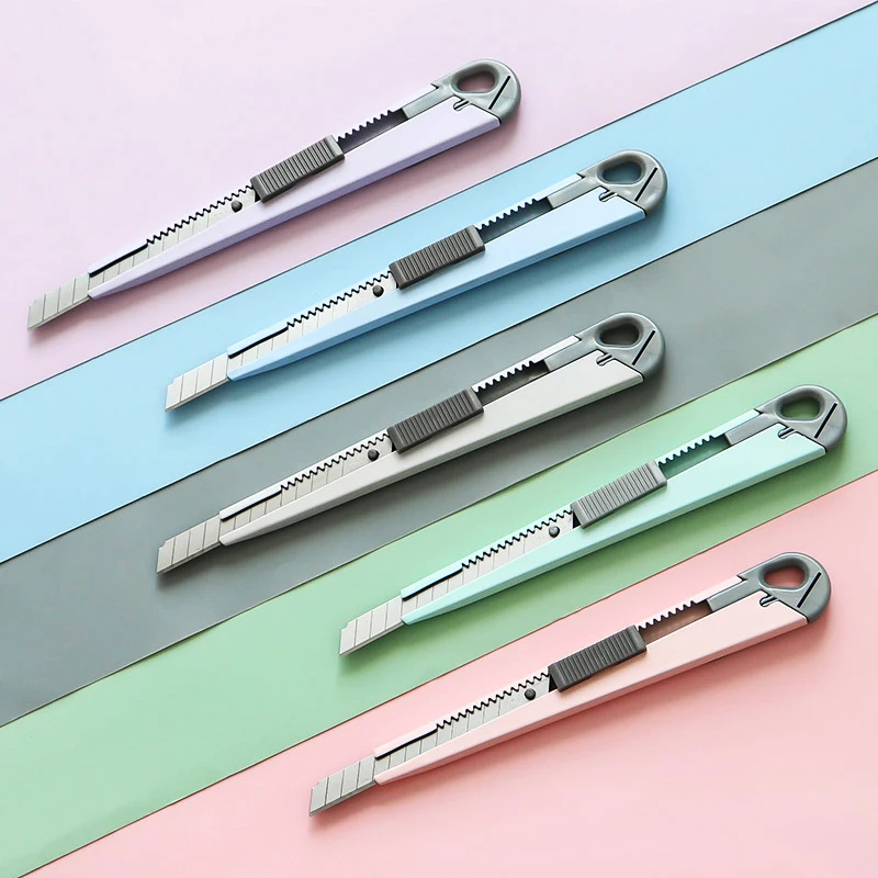 

Simple Metal Art Knife Morandi Color Retractable Portable Art Knife Express Box Knife Paper Cutter DIY Tools Art Supplies