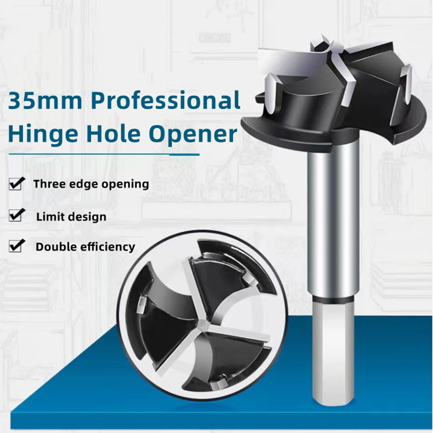 Free shipping Three-Blade Woodworking Drill Bit Hole Cutter Milling Cutter Woodworking Alloy Drill  ​Perforated  Hinge Opener three blade woodworking drill bit hole cutter milling cutter woodworking alloy drill table plate perforated plastic hinge opener