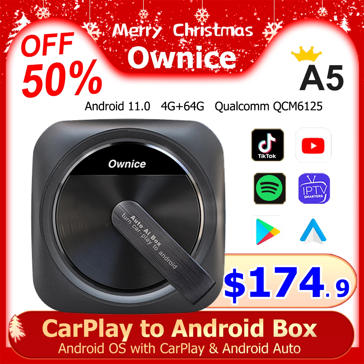 Carplay Auto Ai Box Android 11 Dongle USB inalámbrico para