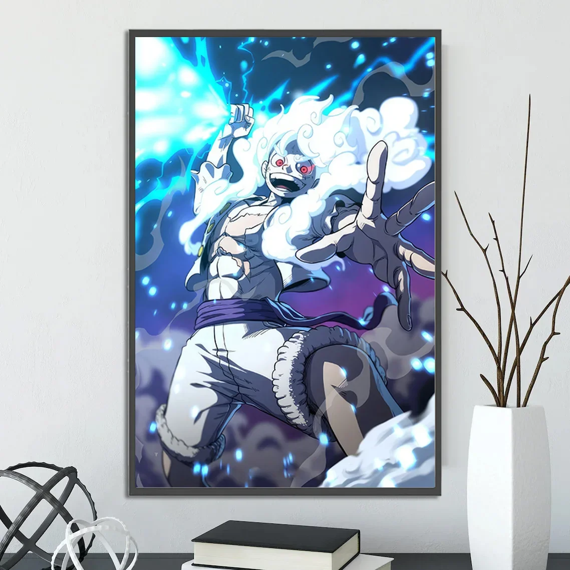 thumbnail image 1 of Póster autoadhesivo de One Piece Luffy Gear 5, papel tapiz de dibujos animados, decoración del hogar, pintura de Zoro, arte de pared de anime, sangre caliente clásica, 1 of 5