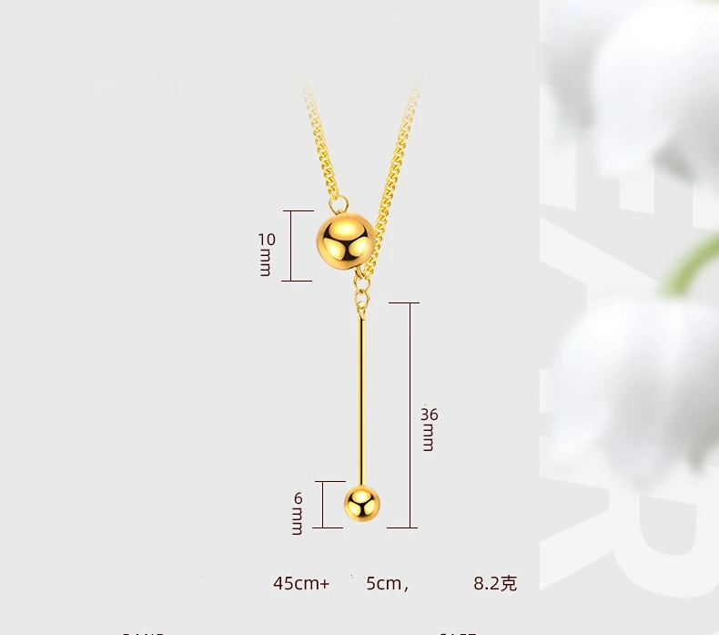 100% 18K Ins Tassel Light Bead Clavicle Chain Pendant for Women Party Real 999 Yellow Gold Necklace Chain Fine Jewelry Gifts
